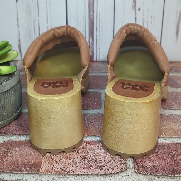 Free People Mia Karma Leather and Wood Clogs Cognac Women's 10 - Picture 9 of 16